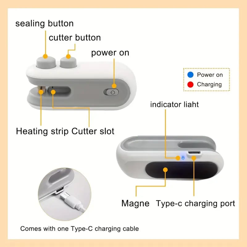 Mini Sealing Machine 2 in 1 USB Rechargeable